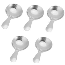 WQAPVHBG 5Pcs Small Coffee Scoops, 3.5 x 1.8in 304 Stainless Steel Mini Spoon, Short Handle Teaspoon Scoop for Tea, Coffee, Desserts, Sugar, Condiments and Other Items, Silver