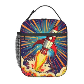 SIUKUS Insulated Lunch Box for Kids Boys Girls, Reusable Lunch Bag for School, Office, Work, Picnic, Travel, Space Rocket Launch Lunch Box