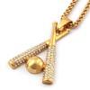Gungneer Crosses Baseball Bat Pendant Necklace 18k Gold Plated Stainless