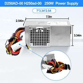 D250AD-00 H250AD-00 250W Power Supply PSU Compatible with Dell Optiplex 390 3010 990 790 DT 530s 537s 540s 545s 546s 560s 570s 580s Vostro 200s 220s 230s 400s Studio 540s Slim Desktop DT Systems