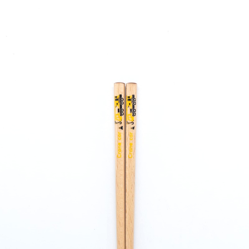 Wakasa Painted "Working Car" Children's Chopsticks, Crane Car, 16.5cm, For