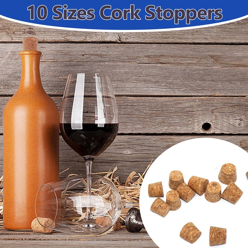 Klfte 100Pack 10 Sizes Cork Stoppers,Small Corks Plugs For Bottles,