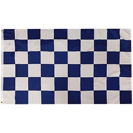Navy Blue & White Checkered Racing Premium Quality Heavy Duty Fade Resistant 100D Woven Poly Nylon 3x5 3'x5' Flag Banner