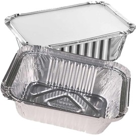 D&S* MART Disposable Aluminum Foil Trays with Lids - Tin Foil Food Containers for BBQ, Roasting, Baking, Cooking, Broiling, Events, Parties, Freezing, Heating, Storing (25)