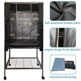 Easily Bird Cage Cover Good Night Birdcage Cover Black-Out cage Cover Durable Waterproof Material (Black)