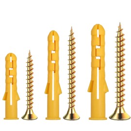 68 Pcs Wall Plugs and Screws Set,Masonry Brick Concrete Fixings Plugs Assortment Kit,Screws and Rawl Plugs in Compartment Box,Zinc Galvanized 3 Different Size