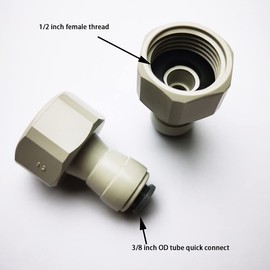 YZM Push-to-Connect Tube Fittings, Thread Female adapters,1/2" NPTF x 3/8" Tube OD,for RO Water Systems, Water Filter,Water purifiers. (pack of 5)