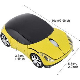 spoojie 2.4G Wireless Mouse 3D Car Shape Wireless Optical Mouse USB Receiver for Laptop PC (F-car, Yellow)