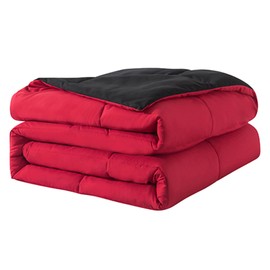 Down Alternative Bedding Comforter King Size - All-Season Soft Reversible Microfiber Bedding Comforter- Lightweight & Machine Washable (Black/Bright Red, King (U.S. Standard))