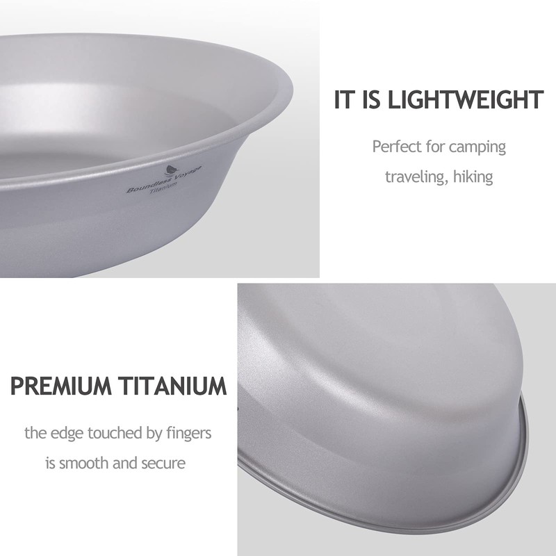 Boundless Voyage Titanium Dish Plate Bowl Set with Carry Bag