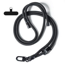 Portable Cell Phone Lanyard, Adjustable Phone Lanyard Crossbody Strap, Durable Phone Strap Crossbody for Most Phones (Black, Standard)