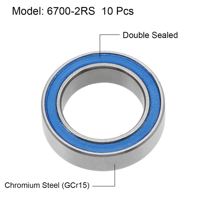 sourcing map 6700-2RS Deep Groove Ball Bearings Z2 10mm x