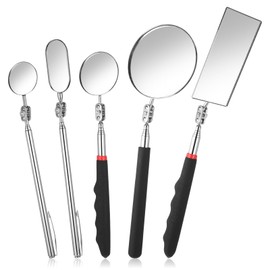 5 Pieces Telescoping Inspection Mirror Set Retractable Mechanical Mirror Tool 360 Rotation Mirrors Inspection Tool Stainless Steel Mirrors for Check Observe Vehicle, Car, Eyelashes, Small Parts