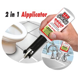 Grout-Aide 2 oz. Bottle with 2-in-1 Applicator, Fiber Nib for Hard to Reach Areas & Wheel Applicator for Straight Lines (Almond)