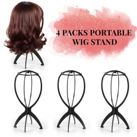 Superhairpieces Wig Stand Portable Wig Stand for Wigs Toupee Hats (Black) Pack of 4