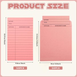 100 Pieces Colorful Library Pockets and Cards, 5 Colors Library Check out Cards Library Card Pocket with 60PCS Removable Adhesive Dots for School Office Public Library Books (Multicolor)