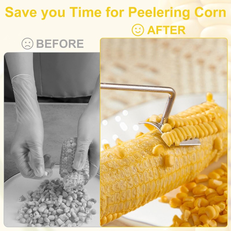 Long Handle Stainless Steel Corn Peeler,Easy Clean Corn on the