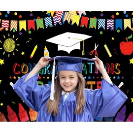 10x8ft Graduation Backdrop 2025 Preschool Kindergarten Cartoon Photo Background for Photography Photoshoot Backdrop Kids Congratulations Graduates Party Decorations Large Banner