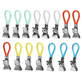 MenYiYDS 15 Pcs Towel Clips Hook Loop Clips Pot Holder Clips Seamless Clips Colorful Towel Hooks Replacement Grommets Kitchen Towel Hooks Bathroom Kitchen 5 Colors