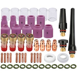Zinger 53pcs TIG Welding Torch Stubby Gas Lens #10 Glass Cup Kit Accessories for WP-17/18/26 TIG Welding Torch