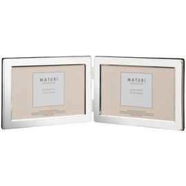 Viceni UNPF5-57 Landscape Hinged Double Photo Frame, 5 by 7-Inch, Silver