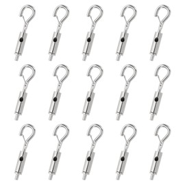 PATIKIL 15 Pcs Steel Wire Rope Hanger for 1/25-1/16 Stainless Steel Cable Guide Wire Rope, Portable Hook & Eye Turnbuckle Tension Adjustable Hanging Accessories