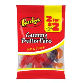Gurley's Gummi Butterflies, Colorful and Flavorful Chewy Candy (Pack of 12)