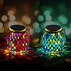 Zarmanuae Mosaic Solar Lanterns Outdoor Hanging Lights, Red & Blue