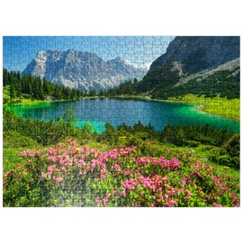MyPuzzle Blooming Alpine Roses at The Seebensee in The Hiking Area of The Ehrwalder ALM, Tyrolean Zugspitz Arena - Premium 500 Piece Jigsaw Puzzle for Adults