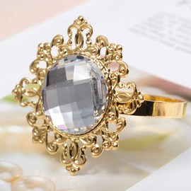 BESPORTBLE Pack of 12 Rhinestone Napkin Rings Christmas Round Napkin Buckle Holder for Christmas Wedding Party Banquet Reception Catering (Golden)