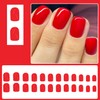 Posyofet 24Pcs Red Glossy Square ABS False Nails, Full Cover,