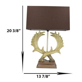 Ebros GIft Western Rustic Vintage 2 Entwined Elk Moose Antlers Sculptural Table Lamp Decor