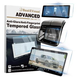 BestEvMod Matte Screen Protectors Tempered Glass Compatible with Rivian R1T & R1S 2022-2025 2026 Gen1 & Gen2 3PCS Anti-Glare 9H Tough Anti Fingerprint Protective Film Driver & Center & Rear Display Set