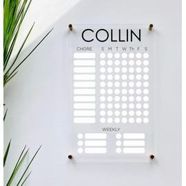 Large Clear Acrylic Chore Chart for wall | Dry-Erase Message White Board Calendar Wall Mounted Office Home Family Organization Tools Must Haves School Kids Adult Mom Teen Monthly Weekly ADHD Tools