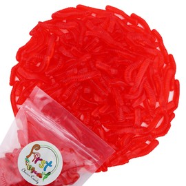 FirstChoiceCandy Sweet & Sour Gummy Worms, Multi Flavors and Solid Colors (1 Pound, Red Strawberry)