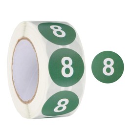 PATIKIL Number 8 Circle Stickers,1 Inch Round Color Coded Self-Adhesive Number Label 500 Labels/Roll for Home Organization Office Management, Dark Green with White Text