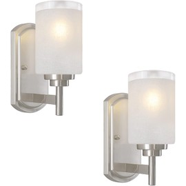 Galtlap Sconces Wall Lighting Set of Two Bathrooom Vanity Light Brushed Nickel 2 Pack Modern Wall Light Fixtures with Frosted Glass Shade for Porch Bedroom Hallway