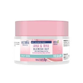 Victoria Beauty - AHA BHA Face Cream, Anti Pimple Cream with Tea Tree Oil for Blemished and Oily Skin, Vegan Natural Highly Effective Formula (1 x 50 ml)