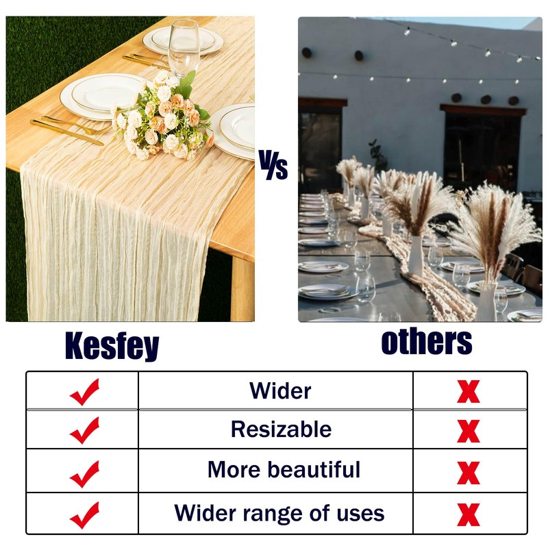 Kesfey Sage Green Cheesecloth Table Runner 35"x157", 13FT Long Gauze