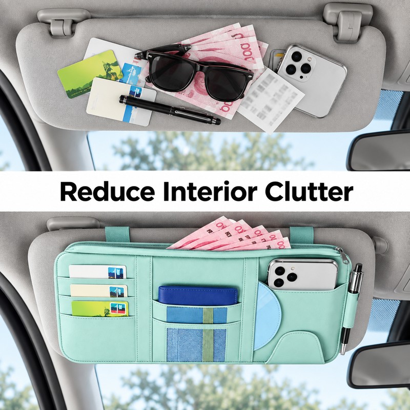Car Sun Visor Organizer – Multi-Pocket Storage Holder for Bills,
