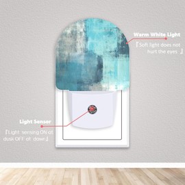 Axxitude Abstract Painting Turquoise Grey Night Lights Plug into Wall for Girls Boys Room,Night Light LED Lamp Dusk to Dawn Sensor Round Lamp for Bedroom Bathroom Hallway Home Wall Decor Nightlight