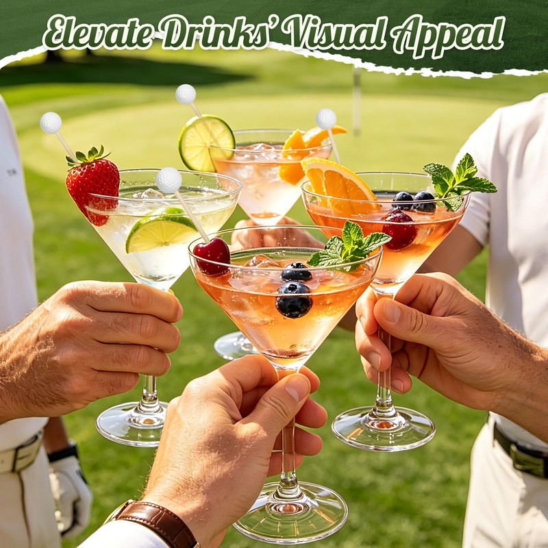 100 Golf Ball Cocktail Picks, 4.9 in Fancy Toothpicks for