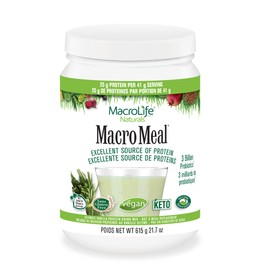 MacroLife Naturals MacroLife Naturals MacroMeal Vegan Vanilla Superfood Supplement Powder Protein + Greens, Fiber - Energy - Non-GMO, Gluten-Free - 615g (15 Servings)