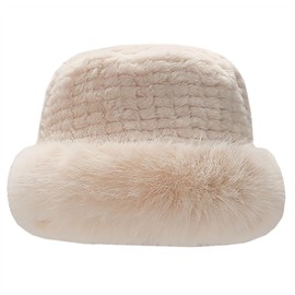Laisve Fox Hat, Fluffy, Thick, Cold Protection, Bucket Hat, Knit Hat, Women's, Warm, Cute, Faux Fur, Stylish, Warm, Small Face, Bicycle, Autumn and Winter, Gift, Fluffy, Folding, Khaki