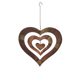 Ancient Graffiti Flame Triple Heart Spinning Heart Hanging, 9.5 by 9 by 9.5-Inch