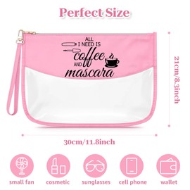 Sfodiary Coffee Lover Gift for Women Funny PVC Cosmetic Bag for Makeup Artist Clear Toiletry Bag Birthday Christmas Thanksgiving Thank You Gift for Artist Portable Makeup Pouch for Women