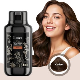 Limer Multicolor 6 in 1 Instant Hair Dye Shampoo, Hair Color for Grey Coverage, Herbal Ingredients, Natural Tinte, Ammonia-Free, Long lasting,Haircare - Colour: Coffee
