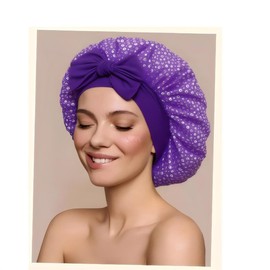 YeeMan Silk Bonnet for Sleeping Women Adjustable Wide Band Hair Bonnet for Sleeping (US, Alpha, One Size, Dark Purple)