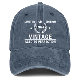 40th Birthday Gifts for Men Women Hats Vintage 1984 Baseball Cap Aged to Perfection Blue