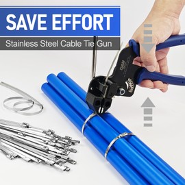 Stainless Steel Cable Tie Gun Kit with 150PCS Ties - Special Tool for Fastening and Cutting Metal Cable Ties- Ideal for Chain Link Fence, Dog Fence, Chicken Wire, Outdoor Fencing